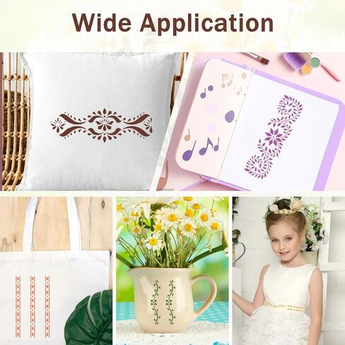 10Pcs Border Stencils for Painting on Wood, Resuable Lace Talavera Stencils for Crafts, Cake Stencil Mexican Floral Stencil for Furniture Wood Wall Canvas Floor in Saudi Arabia