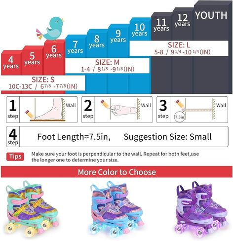 Nattork Kids Roller Skates للفتيات والأطفال، 4 مقاسات زلاجات رباعية قابلة للتعديل قلوب حب عاكسة مع جميع العجلات المضيئة - هدية عيد ميلاد للرياضات الداخلية والخارجية in Kuwait