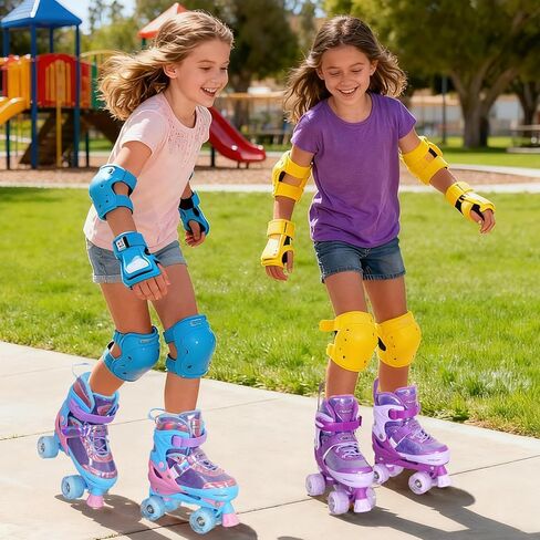 Nattork Kids Roller Skates للفتيات والأطفال، 4 مقاسات زلاجات رباعية قابلة للتعديل قلوب حب عاكسة مع جميع العجلات المضيئة - هدية عيد ميلاد للرياضات الداخلية والخارجية in Kuwait