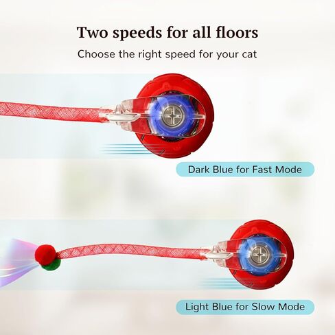 Interactive Cat Toy for Indoor Cats, Automatic Cat Ball Toy with Smart Obstacle Avoidance, 5 Sounds, 2 Tails, Rechargeable Moving Cat Toy for Bored Cats (Red) in Saudi Arabia