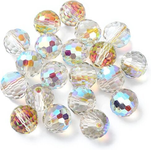 100pcs AB Color Plated Crystal Glass Beads 10x9mm Faceted Transparent Round Glass Loose Spacer Beads for DIY Bracelet Earring Jewelry Making Beading Craft Supplies Wind Chime, Random Color in Saudi Arabia