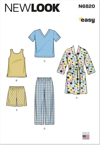 New Look UN6820A Easy to Make Children's Loungewear Sewing Pattern Packet, Design Code N6820, Sizes 3-4-5-6-7-8 in Saudi Arabia