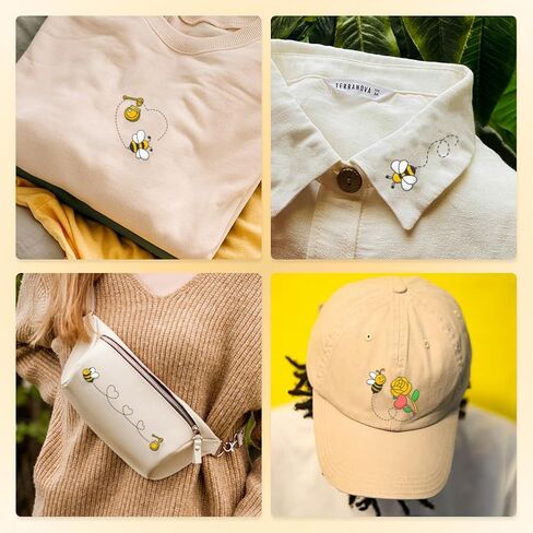 42Pcs Bee Tracks Water Soluble Hand Sewing Stabilizers, 8.3"x11.7" Bee Hive Word Embroidery Pattern Stabilizer, 4 Sheets Inect Stick and Stitch Embroidery Paper Sticker in Saudi Arabia
