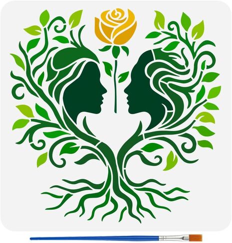 استنسل شجرة امرأة من FINGERINSPIRE مع قطعة واحدة من فرشاة بلاستيكية مقاس 11.8 × 11.8 بوصة، استنسل رسم نمط أشجار الحياة، قالب شجرة الحياة الأنثوية، قالب موضوع بشري للرسم على الحائط، الأثاث الخشبي، المنزل بنفسك in Saudi Arabia