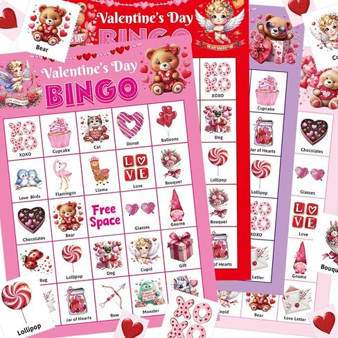 ceiba tree Valentines Day Bingo Cards 24 Players for Kids Adults School Classroom Gifts Fun Party Supplies Favors Games Family Large Group Activities in Saudi Arabia