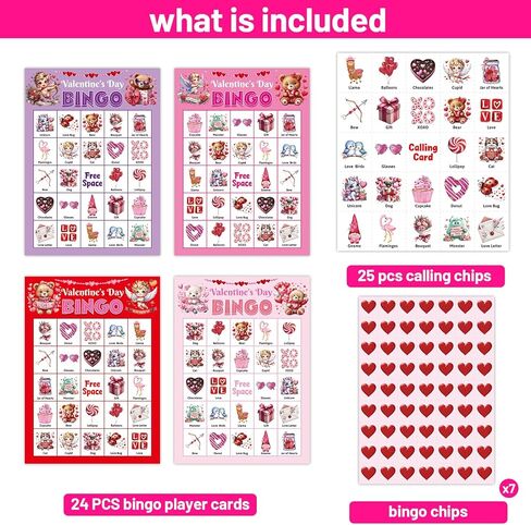 ceiba tree Valentines Day Bingo Cards 24 Players for Kids Adults School Classroom Gifts Fun Party Supplies Favors Games Family Large Group Activities in Saudi Arabia