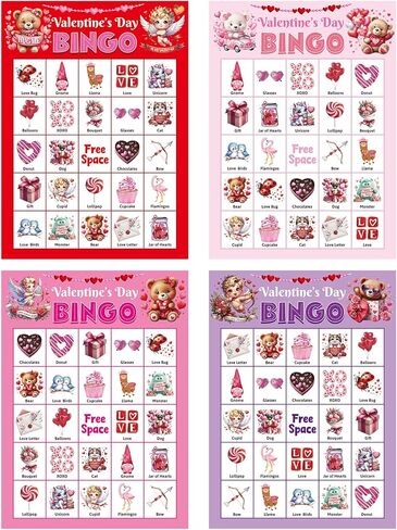 ceiba tree Valentines Day Bingo Cards 24 Players for Kids Adults School Classroom Gifts Fun Party Supplies Favors Games Family Large Group Activities in Saudi Arabia