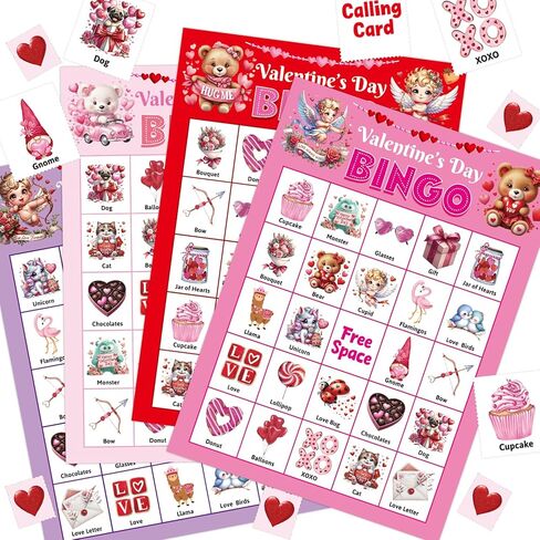 ceiba tree Valentines Day Bingo Cards 24 Players for Kids Adults School Classroom Gifts Fun Party Supplies Favors Games Family Large Group Activities in Saudi Arabia