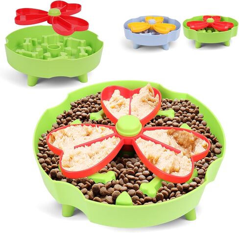 Elevated Slow Feeder Bowl for Cats and Dogs - Raised Puzzle Food Dish with Non-Slip Stand, Anti-Choke Maze Design for Fast Eaters, Indoor Pets - Improves Digestion for Kittens, Puppies (Green) in Kuwait
