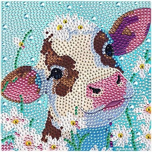 DIY Diamond Arts Mosaic Kits for Adults Beginner Full Round Drill Gem Art 5D Cartoon Diamond Art Kits 6 * 6 Inch Calf in Saudi Arabia
