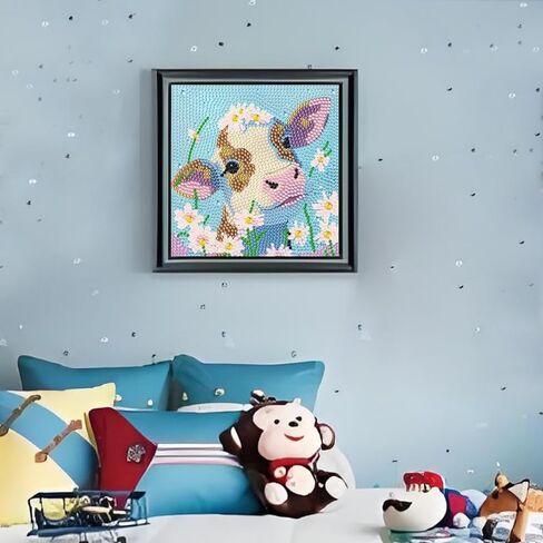 DIY Diamond Arts Mosaic Kits for Adults Beginner Full Round Drill Gem Art 5D Cartoon Diamond Art Kits 6 * 6 Inch Calf in Saudi Arabia