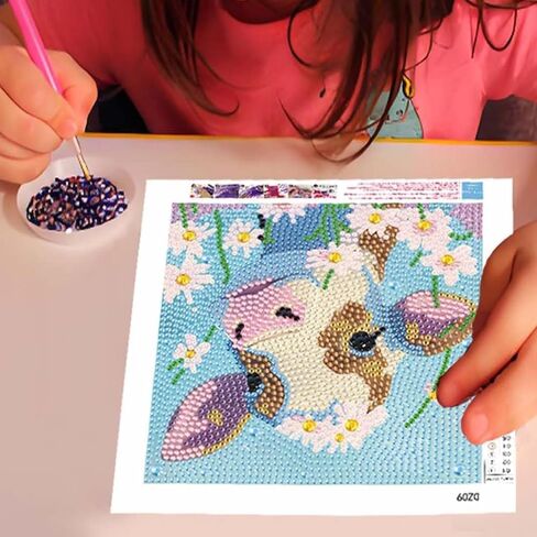 DIY Diamond Arts Mosaic Kits for Adults Beginner Full Round Drill Gem Art 5D Cartoon Diamond Art Kits 6 * 6 Inch Calf in Saudi Arabia