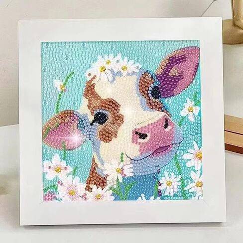 DIY Diamond Arts Mosaic Kits for Adults Beginner Full Round Drill Gem Art 5D Cartoon Diamond Art Kits 6 * 6 Inch Calf in Saudi Arabia