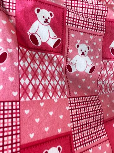 Teddy Bear Fuchsia Blocks Anti Pill Animal Theme Fleece Fabric, 60" Inches Wide – Sold By The Yard (FB) in Saudi Arabia