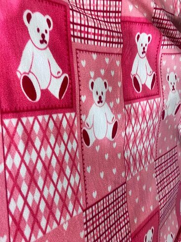 Teddy Bear Fuchsia Blocks Anti Pill Animal Theme Fleece Fabric, 60" Inches Wide – Sold By The Yard (FB) in Saudi Arabia