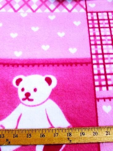 Teddy Bear Fuchsia Blocks Anti Pill Animal Theme Fleece Fabric, 60" Inches Wide – Sold By The Yard (FB) in Saudi Arabia