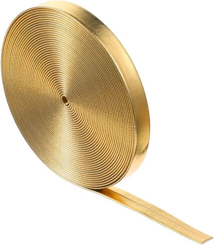 TIESOME Gold Trim Fabric, 5.5 Yds x 0.3" Glossy Gold Faux Leather Strip, Thin Flat PU Leather Ribbon for Crafts, Sewing, Belting & DIY Trim in Saudi Arabia