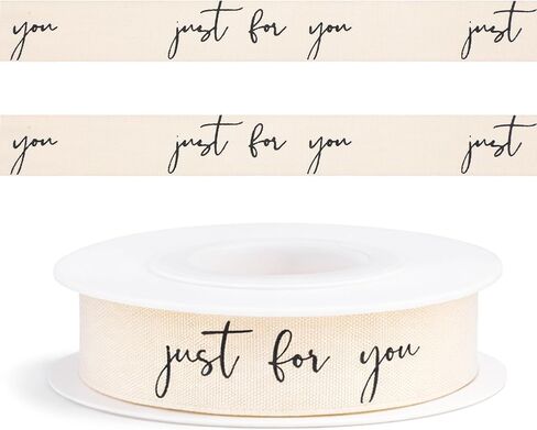 20 Yards Just for You Cotton Ribbons, Herringbone Twill Tape Ribbons for Gift Wrapping Natural Cotton Herringbone Ribbon Cottons Ribbon with Just for You, Natural Farmhouse Ribbo for Birthday in Saudi Arabia