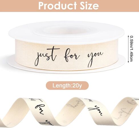20 Yards Just for You Cotton Ribbons, Herringbone Twill Tape Ribbons for Gift Wrapping Natural Cotton Herringbone Ribbon Cottons Ribbon with Just for You, Natural Farmhouse Ribbo for Birthday in Saudi Arabia
