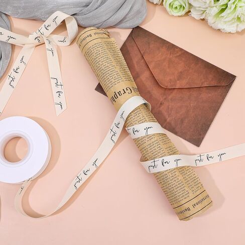 20 Yards Just for You Cotton Ribbons, Herringbone Twill Tape Ribbons for Gift Wrapping Natural Cotton Herringbone Ribbon Cottons Ribbon with Just for You, Natural Farmhouse Ribbo for Birthday in Saudi Arabia