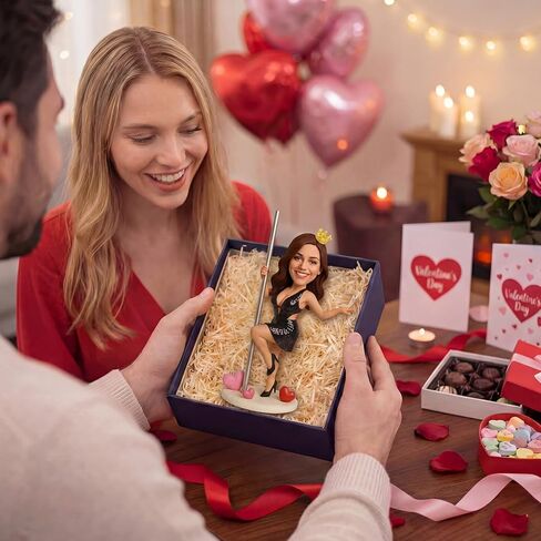 Mybobbbleheadsshop الكلاسيكية الساحرة فتاة مخصصة Bobblehead من الصورة تمثال مصنوع يدويًا هدية شخصية للحبيب أو الزوجة في عيد الحب والذكرى السنوية in Saudi Arabia