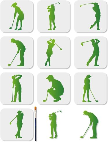 MAYJOYDIY 10 Pcs Baseball Stencil Reusable Ball Sports Stencils for Painting 5.9x5.9 Inches Player Action Drawing Templates with Paint Brush for Shirt Wood Wall Cards Home Gift Decoration in Saudi Arabia