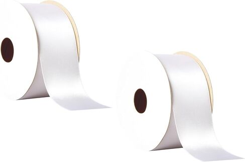 Offray 453863 1.5" Wide Single Face Satin Ribbon for Gift Wrapping, Decoration, and Crafts, Two Pack of 4-Yard Spools, White in Kuwait