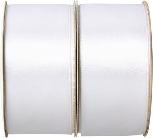 Offray 453863 1.5" Wide Single Face Satin Ribbon for Gift Wrapping, Decoration, and Crafts, Two Pack of 4-Yard Spools, White in Kuwait