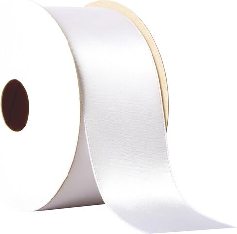 Offray 453863 1.5" Wide Single Face Satin Ribbon for Gift Wrapping, Decoration, and Crafts, Two Pack of 4-Yard Spools, White in Kuwait