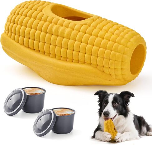 Interactive Dog Frozen Treat Toy, Dog Enrichment Toys for Large Dogs, Indestructible Dog Toys to Keep Them Busy, Corn Shape in Saudi Arabia