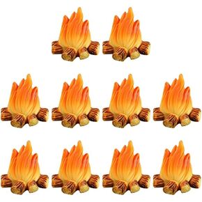 تماثيل اللهب المصغرة من الراتنج من Angoily، 10 قطع من نموذج نار النار من الراتنج المزيف، ملحقات المدينة الصغيرة لعيد الميلاد لإكسسوارات قرية عيد الميلاد الصغيرة DIY مشهد حديقة المنزل المناظر الطبيعية in Kuwait