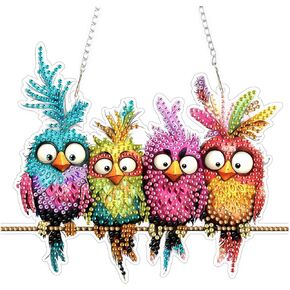 tostog شنقا مجموعات الفن الماس للبالغين، لوحات الماس للبالغين نافذة المعلقات، الطيور الماس الفن مجموعات نافذة المعلقات، 5d لوحات الماس شنقا قلادة عدة جوهرة اللوحة جدار ديكور هدية in Kuwait