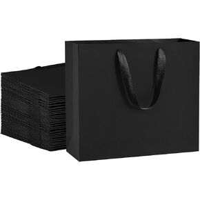 BagDream Black Gift Bags 12.5x4.5x11 50Pcs Large Black Paper Bags with Handles Bulk, Sturdy Paper Gift Sacks for Birthday Wedding Party Favors, Retail, Shopping in Saudi Arabia