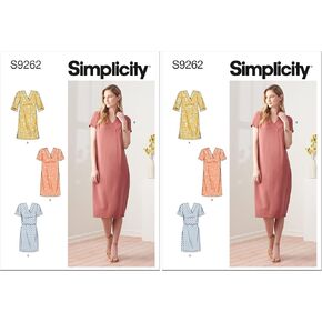 طقم فستان Simplicity Misses' ذو رقبة على شكل حرف V، نمط خياطة كود 9261، مقاسات 16-24، أبيض in Saudi Arabia