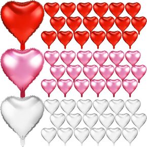 60 قطعة 18 بوصة عيد الحب بالونات احباط القلب السائبة الكبيرة الحب على شكل قلب بالونات لعيد الحب ديكورات غرفة الدعائم الطرف (أحمر وردي أبيض) in Kuwait