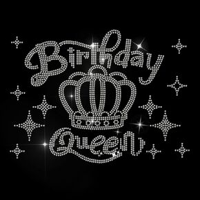 MAYJOYDIY Birthday Queen Rhinestone Iron on Hotfix Transfer Decal Crown Pattern Bling Iron On Transfer Rhinestone Sticker DIY Patch Repair Hot Fix Applique for T-Shirt Jacket Clothing Accessory in Saudi Arabia