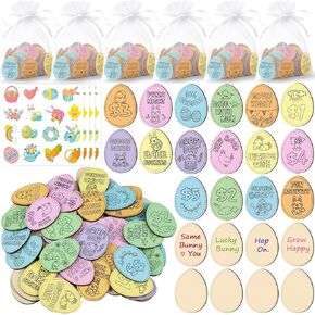 128PCS Easter Wooden Bunny Egg Tokens, Decorative Coins Basket Fillers Stuffers Party Favors Decorations in Saudi Arabia