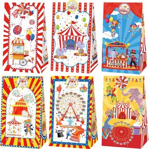 24 Pcs Circus Party Paper Bags with Stickers - Carnival Party Candy Bags - Carnival Goodie Gift Treat Bags - Circus Themed Birthday Party Supplies in Kuwait