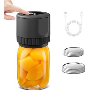 All-New 2026 Electric Mason Jar Vacuum Sealer Kit – Automatic Rechargeable Sealer for Mason Jars – Includes 5 Lids (Regular & Wide Mouth), Lid Opener, & Type-C Cable – Eco-Friendly Food Preservation in Kuwait