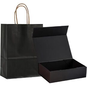 WDHHNP 10.5'' x 7.5'' x 3.1'' gift packaging box,magnetic foldable gift box with lid,suitable for weddings,groom's proposals,Christmas,birthday gifts,Halloween,party gift packaging (black) in Saudi Arabia