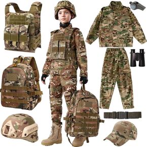 Kids Soldier Play Camouflage Military Uniform Suit Wear Toy Tactical Vest Boys and Girls Outdoor Adventure Army in Saudi Arabia