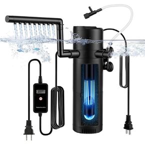 فلتر hygger Aquarium U-V مع إسفنجة فلتر، ضوء U-V ومؤقت، فلتر مضخة غاطسة لتنظيف المياه الخضراء، فلتر داخلي مع تهوية وهطول الأمطار لخزان الأسماك (25 وات، 30-130 جالون) in Kuwait