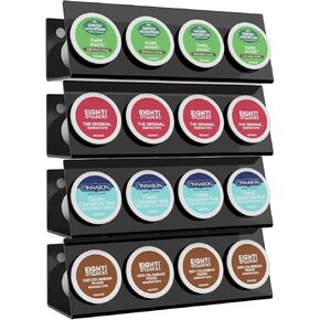 K Cup Holders, Acrylic Coffee Pods Organizer Stand Magnetic & Self-Adhesive Wall Mounted K Cup Stand for Kitchen Wall, Cabinet, Fridge (4 Pack for 16 Pods) in Saudi Arabia