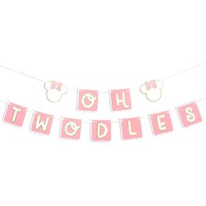 Oh Twodles Birthday Banner - Mouse 2nd Birthday Banner, Oh Twodles Happy 2nd Birthday Party Decorations Supplies Garland (Pink) in Kuwait