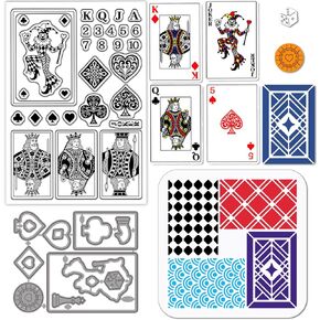 GLOBLELAND Playing Cards Silicone Clear Stamp for Card Making Poker King Queen Metal Cutting Dies Clown Playing Cards Texture PET Painting Stencils Template for Games Scrapbooking Craft DIY Embossing in Saudi Arabia