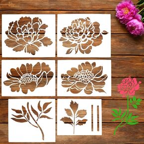 استنسل زهور كبير قابل لإعادة الاستخدام، استنسل حائط مقاس 12 × 14 بوصة لطلاء نمط كبير، مجموعات قوالب طلاء للخشب والأثاث وسياج الحديقة والجدار والأقمشة in Kuwait