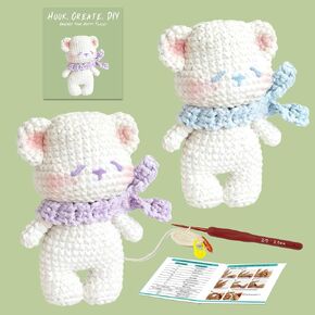 JueRum Cat Crochet Kit for Beginners,Learn to Crochet Beginner Crochet Kit for Adults, Amigurumi Crochet Animals Cat Crafts Knitting Kit with Step-by-Step Video Tutorials in Saudi Arabia