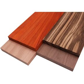 مجموعة متنوعة من الأخشاب الصلبة المستوردة من Barrington Hardwoods - خشب الحمار الوحشي، الجوز، Padauk، Okoume - 3/4 بوصة × 6 بوصة (4 قطع) (3/4 بوصة × 6 بوصة × 12 بوصة) in Kuwait