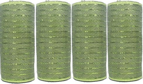 Black Deco mesh 6 inch, 4 Rolls Halloween Mesh Ribbon 30 Feet Each Roll Metallic Foil Decorative Mesh Rolls Fabric DIY Craft Wreath Making Supplies for Halloween Wreath Swags Home Party Decor in Kuwait