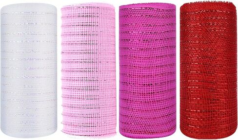 Black Deco mesh 6 inch, 4 Rolls Halloween Mesh Ribbon 30 Feet Each Roll Metallic Foil Decorative Mesh Rolls Fabric DIY Craft Wreath Making Supplies for Halloween Wreath Swags Home Party Decor in Kuwait